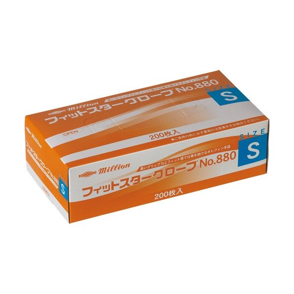 (まとめ) 共和 ミリオン フィットスターグローブ No.880 パウダーフリー S LH-880-S 1箱(200枚) 〔×5セット〕 【北海道・沖縄・離島配送不可】