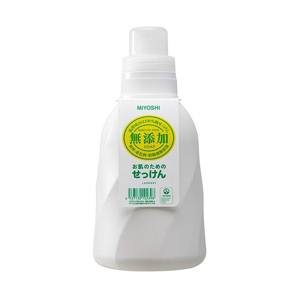 (まとめ) ミヨシ石鹸 無添加 お肌のための洗濯用液体せっけん 本体 1100ml 1本 〔×5セット〕 【北海道・沖縄・離島配送不可】