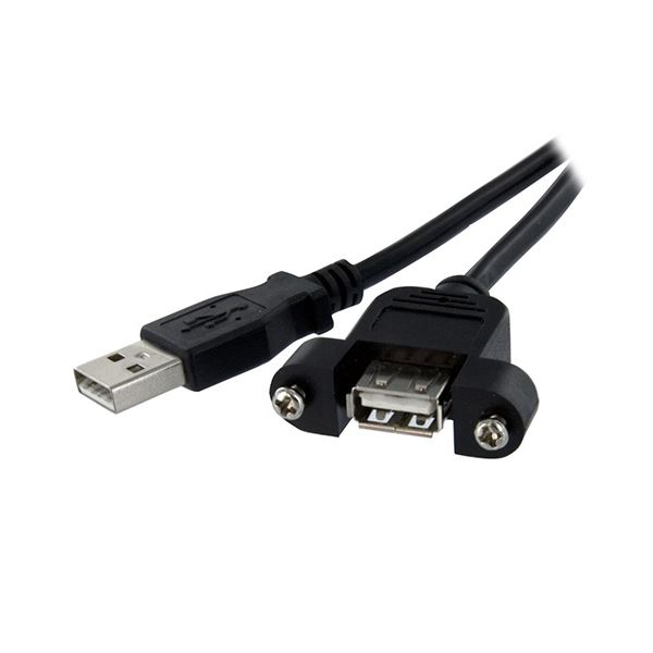 (まとめ) StarTechUSB2.0パネルマウント型ケーブル 30cm パネルマウント用USB Aポート(メス)-USB Aポート(オス) ブラックUSBPNLAFAM1 1本 〔×10セット〕 【北海道・沖縄・離島配送不可】