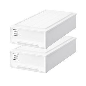 衣類収納/収納ケース 〔スリム ホワイト 2個組〕 幅39cm 前枠付き 『天馬 Fits フィッツケース』の通販は