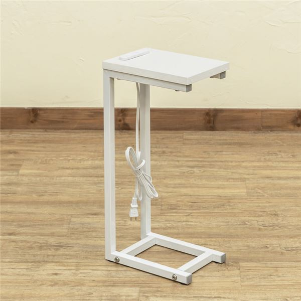 コンセント付きサイドテーブル ホワイト 完成品の通販は 6,443円