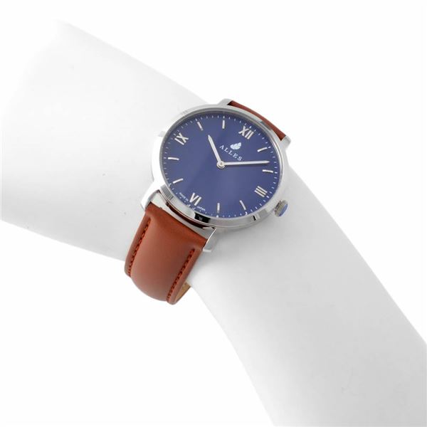 Alleswwas391h01d06f02 メンズ腕時計 ユニセックス腕時計 39mm ローマインデックス ネイビー シルバー ブラウンカーフ革ベルトの通販はau Pay マーケット フジックス