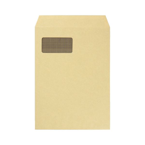 （まとめ）TANOSEE 窓付封筒 裏地紋付 A4テープのりなし 85g/m2 クラフト（窓：グラシン紙）1パック（100枚）〔×2セット〕 【北海道・沖縄・離島配送不可】