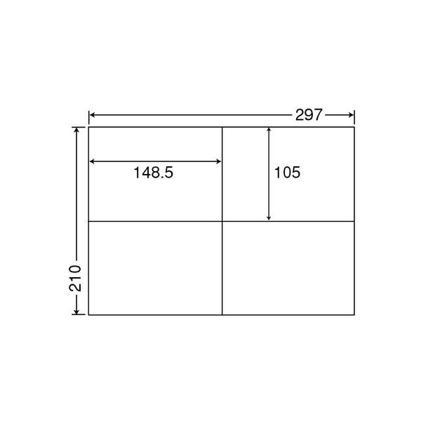 東洋印刷 ナナコピー シートカットラベルマルチタイプ A4 4面 148.5×105mm C4i 1セット(2500シート:500シート×5箱)