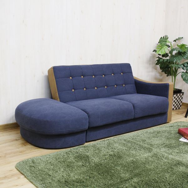 座面下収納庫付き 帆布生地採用のコンパクトカウチソファー