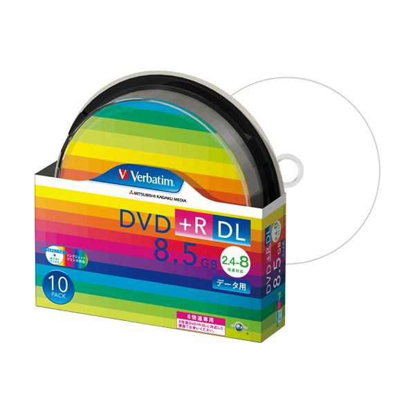 (まとめ) バーベイタム データ用DVD+R DL 8.5GB 8倍速 ワイドプリンターブル スピンドルケース DTR85HP10SV1 1パック(10枚)  〔×5セット〕 【北海道・沖縄・離島配送不可】の通販は