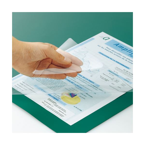 (まとめ) TANOSEE PVCデスクマット ダブル（下敷付） 990×690mm グリーン 1枚  〔×5セット〕の通販は