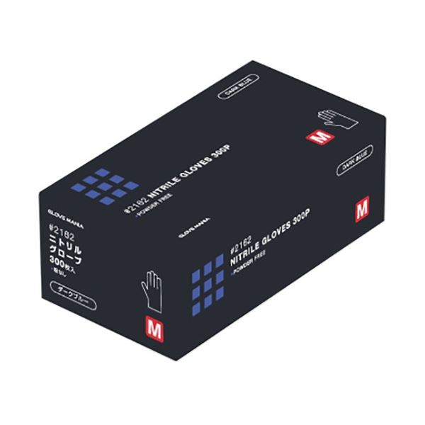 川西工業 ニトリル 使い切り手袋 粉なし ダークブルー M #2162 1箱(300枚)の通販は