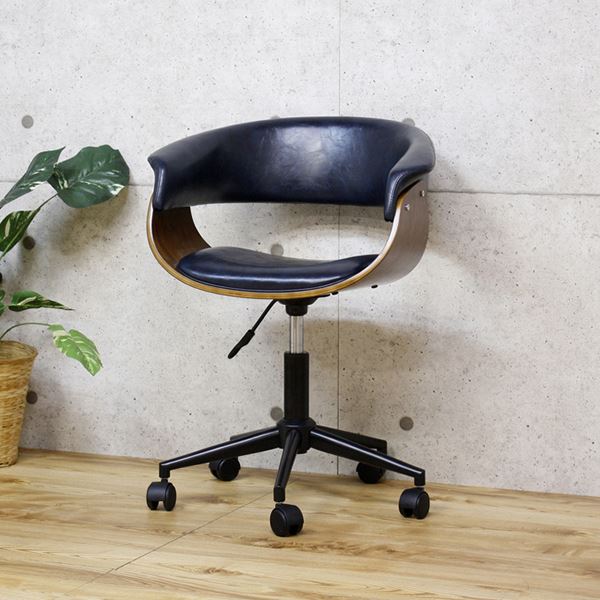 アンティーク感漂うレトロオフィスチェアー ネイビー 【北海道・沖縄・離島配送不可】の通販は 14,844円