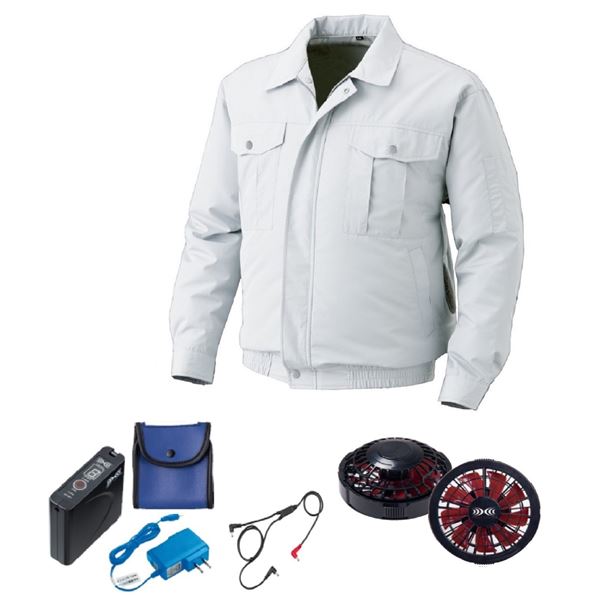 KU90720 空調服 R ポリエステル製 屋外作業用 FAN2200BR・RD9261・LISUPER1セット シルバー 5L 【北海道・沖縄・離島配送不可】