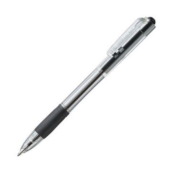 （まとめ）TANOSEE ノック式油性ボールペングリップ付 0.7mm 黒（軸色：クリア）1セット（100本：10本×10パック）〔×5セット〕 【北海道・沖縄・離島配送不可】
