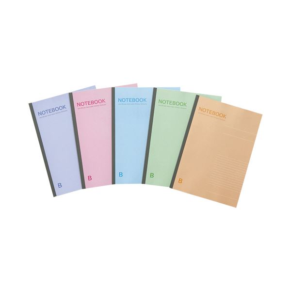 （まとめ）TANOSEE ノートブック セミB5 B罫6mm 30枚 5色パック 1パック（5冊） 〔×30セット〕 【北海道・沖縄・離島配送不可】