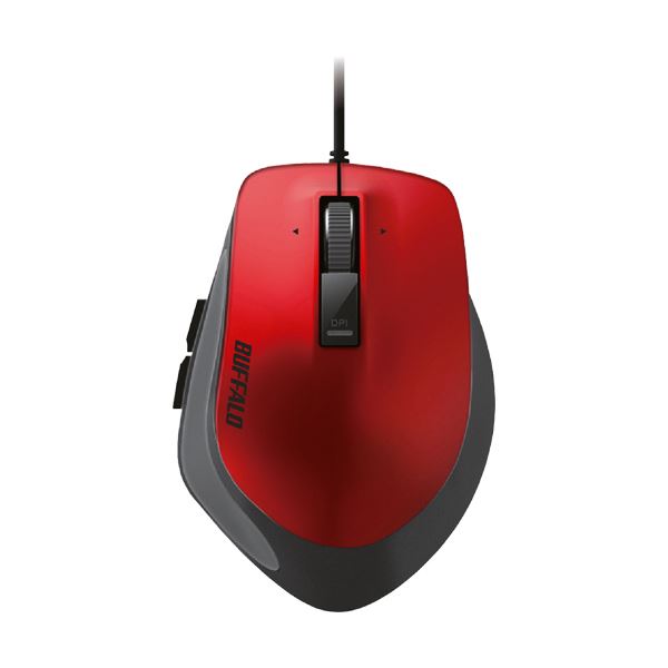 (まとめ) バッファロー 有線 BlueLEDプレミアムフィットマウス Mサイズ レッド BSMBU500MRD 1個 〔×10セット〕 【北海道・沖縄・離島配送不可】