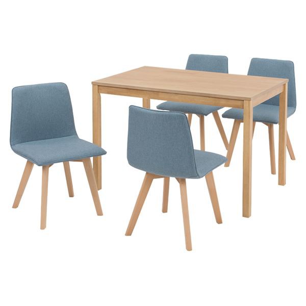 ダイニング5点セット〔テーブル（110×70cm ナチュラル）×１ チェア（ブルー）×4〕 組立品の通販は