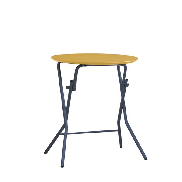 折りたたみテーブル 〔幅63.5cm 円形 ナチュラル×ブラック〕 日本製 木製 スチールパイプ 『スタンドタッチテーブル60』 【北海道・沖縄・離島配送不可】