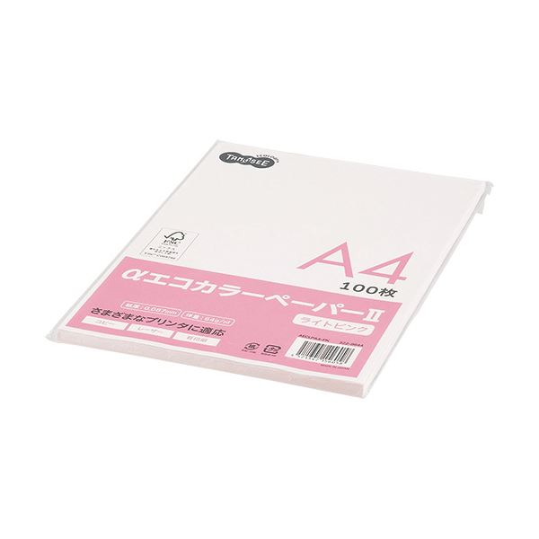 (まとめ) TANOSEE αエコカラーペーパーII A4 ライトピンク 少枚数パック 1冊（100枚）  〔×30セット〕 【北海道・沖縄・離島配送不可】