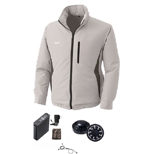 フード付き ポリエステル製 空調服/作業着 〔ファンカラー：ブラック シルバー 5L〕 リチウムバッテリー付き 撥水 LIPRO2 KU91520の通販は 15,234円