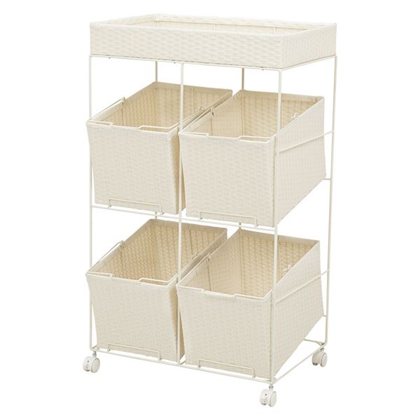 ランドリーラック 〔ホワイト〕 ランドリー収納 洗濯カゴ チェスト ランドリーボックス 引き出し 白 RAN-2426WHの通販は 17,425円