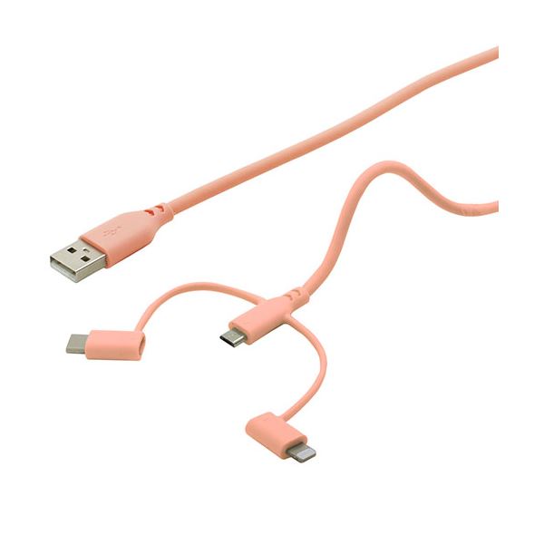 〔5個セット〕BAUT マシュマロ3Wayケーブル 2.0m ピンク BUSS3W200PKX5の通販はその他PCケーブル