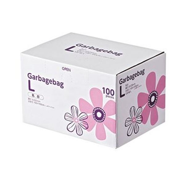 （まとめ）TANOSEE 丸底耳付ゴミ袋乳白半透明 L BOXタイプ 1箱（100枚）〔×5セット〕 【北海道・沖縄・離島配送不可】