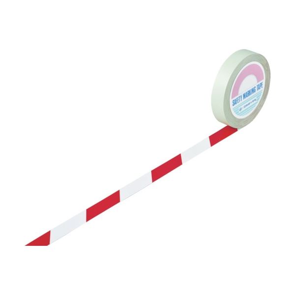 日本緑十字社 ガードテープ(ラインテープ) 白/赤(トラ柄) 25mm幅×100m 148023 1巻の通販は 33,077円