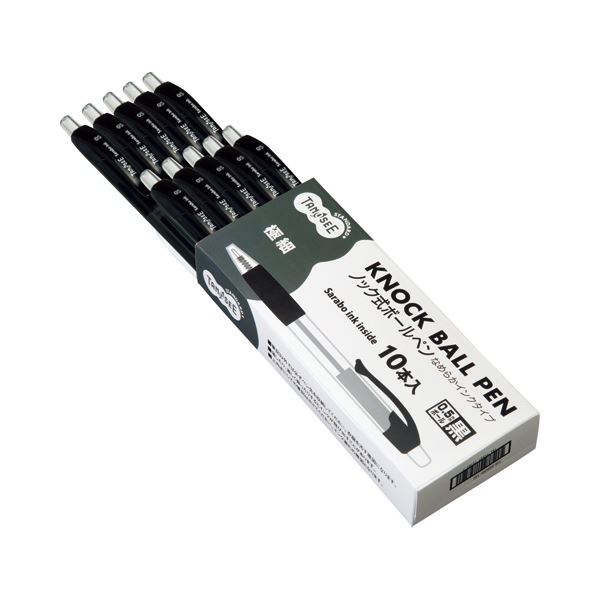 (まとめ) TANOSEE ノック式油性ボールペン（なめらかインク） 0.5mm 黒 1セット（50本）  〔×5セット〕 【北海道・沖縄・離島配送不可】