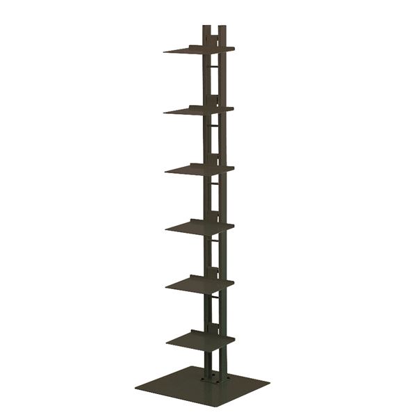 タワーシェルフ/収納棚 〔ブラック〕 幅35cm×奥行33cm×高さ130cm 日本製 スチール製 棚板6枚付き 『シャトー』 【北海道・沖縄・離島配送不可】