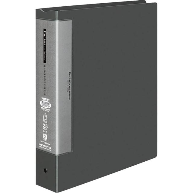 （まとめ買い）コクヨ クリヤーブック ウェーブカット 替紙式 A4縦 25ポケット ダークグレー ラ-T740NDM 〔3冊セット〕の通販は