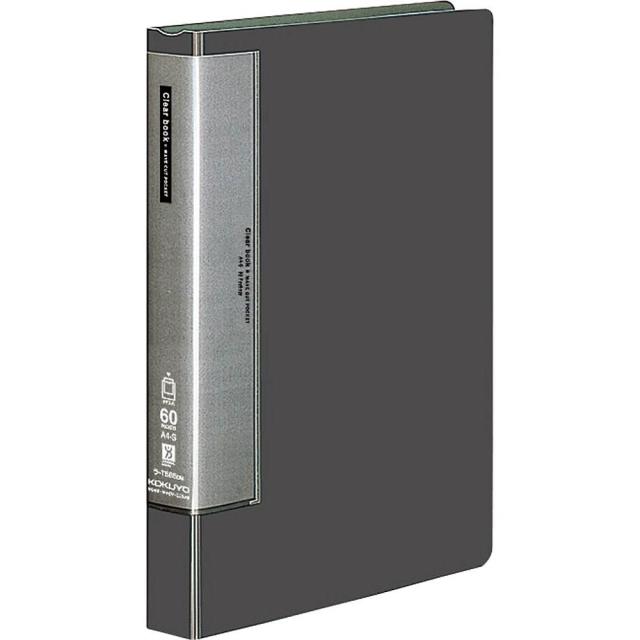 （まとめ買い）コクヨ クリヤーブック ウェーブカット 固定式 A4縦 60ポケット ダークグレー ラ-T585DM 〔3冊セット〕 【北海道・沖縄・離島配送不可】