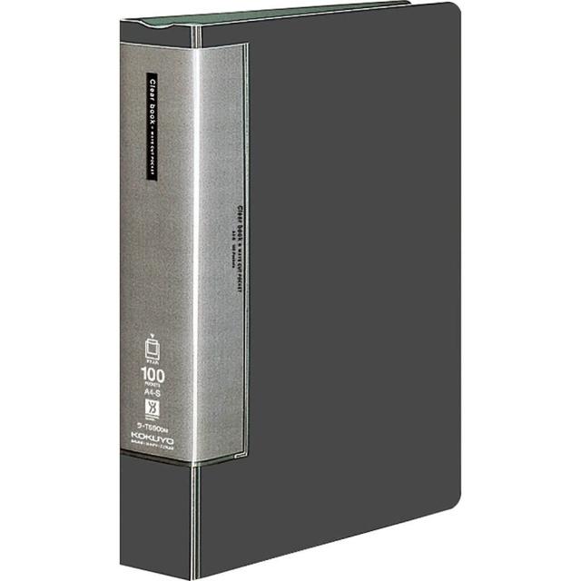 （まとめ買い）コクヨ クリヤーブック ウェーブカット 固定式 A4縦 100ポケット ダークグレー ラ-T590DM 〔3冊セット〕 【北海道・沖縄・離島配送不可】