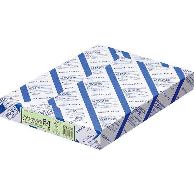 （まとめ買い）コクヨ PPCカラー用紙 共用紙 FSC認証 B4 500枚 緑 KB-C34G 〔×3〕 【北海道・沖縄・離島配送不可】