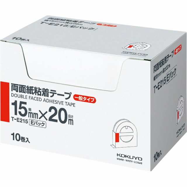 まとめ買い）コクヨ 両面紙粘着テープ お徳用Eパック 15mm幅×20m 10巻