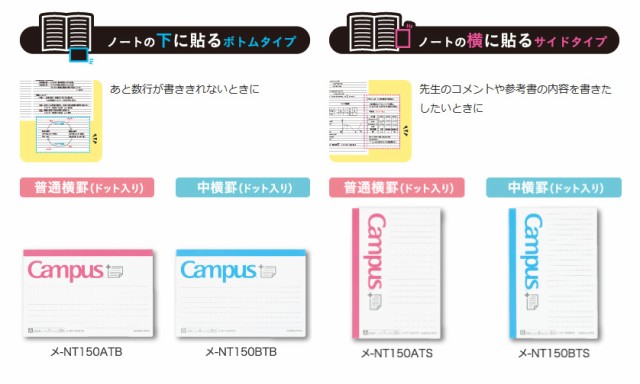 最大93％オフ！ ネコポス コクヨ キャンパスまとめがはかどるノートふせん ドットＡ罫 ボトムタイプ メ−ＮＴ１５０ＡＴＢ 