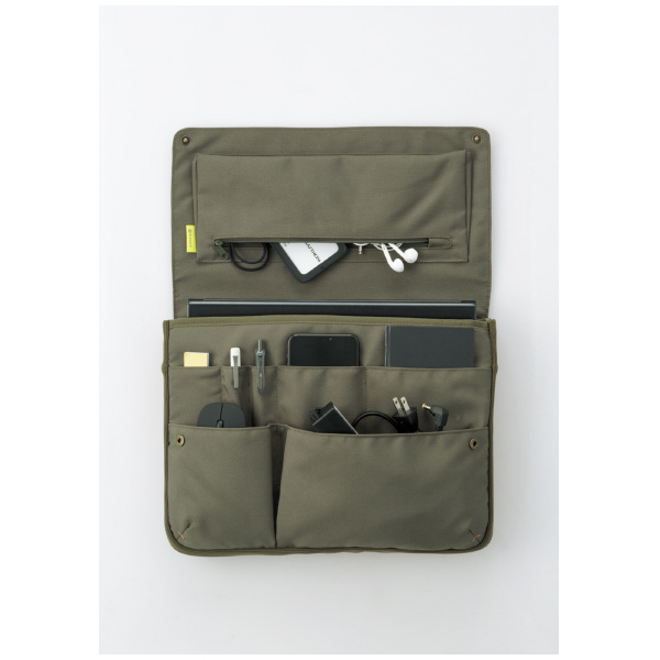 （まとめ買い）コクヨ BIZRACK バッグインバッグ 13.3インチノートPC収容 ヨコ グリーン カハ-BRB130DG 〔×3〕 【北海道・沖縄・離島配送不可】