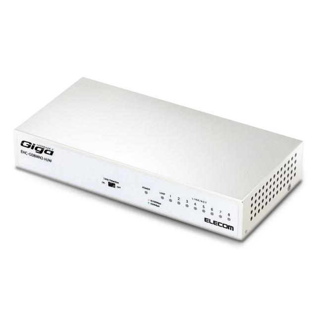 エレコム Giga対応スイッチングHub 8ポート 金属筐体 磁石付き 電源内蔵モデル ホワイト EHC-G08MN2-HJWの通販は 7,868円