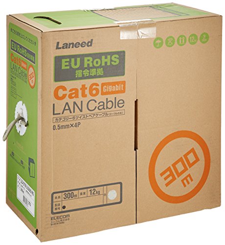 エレコム LANケーブル CAT6 RoHS指令準拠 300m(リール巻)ライトグレー LD-CT6 LG300 RS 【北海道・沖縄・離島配送不可】