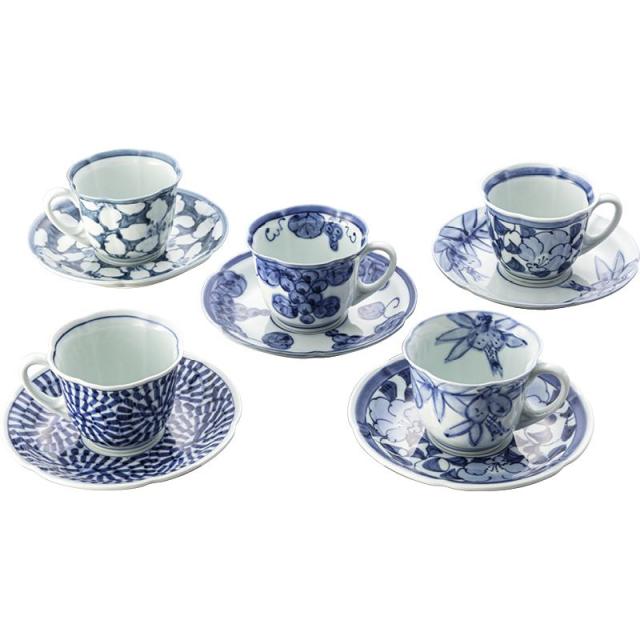 【ギフト】波佐見焼 古伊万里青磁絵 珈琲碗皿5客揃 【北海道・沖縄・離島配送不可】の通販は 11,731円
