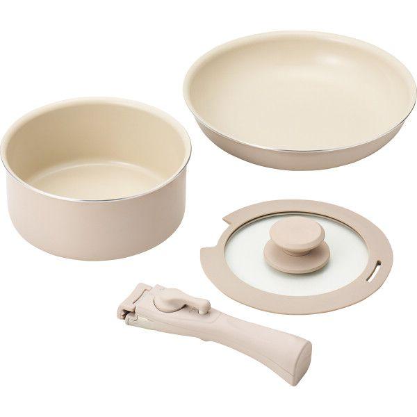 【差し上げ物】マジクック 陶器産業 IH相応う着脱手持ち部分フライパン4点仕かける KKW-04 【北海道・沖縄・離島送りとどける不可】
