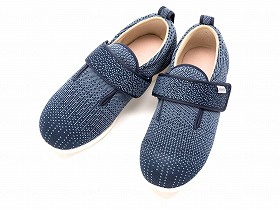 徳武産業 あゆみシューズ 介護靴 施設用 ダブルマジックIII ニット 7E 紺 両足Mサイズ 7048 【北海道・沖縄・離島配送不可】