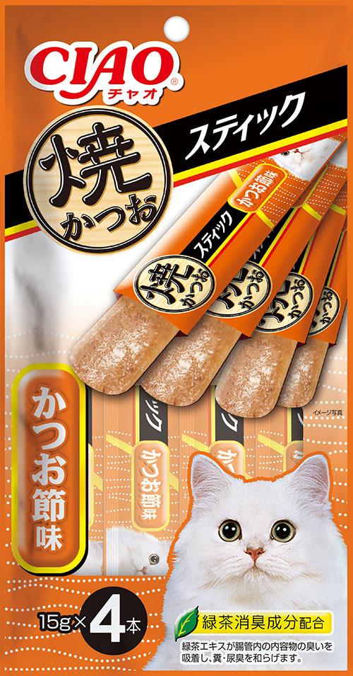 （まとめ買い）いなばペットフード 焼スティック 焼かつお かつお節味 15g×4本 〔×16〕 【北海道・沖縄・離島配送不可】