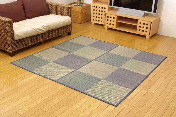 い草花ござカーペット 『DXパルコ裏張CP』 ブルー 江戸間6畳（約261×352cm） （裏：不織布） 抗菌＆防臭効果 【北海道・沖縄・離島配送不可】_8
