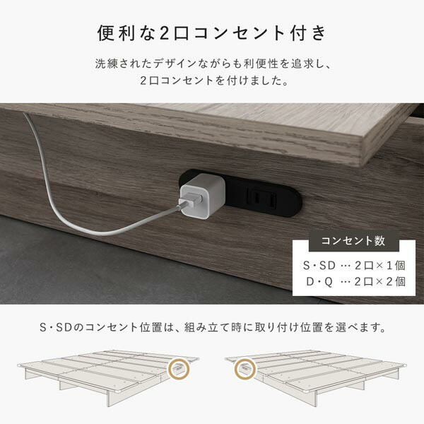 ローベッド ステージタイプ ダブル 幅160cm 国産ポケットコイルマットレス付 ハード グレージュ ステージベッド 【北海道・沖縄・離島配送不可】_9