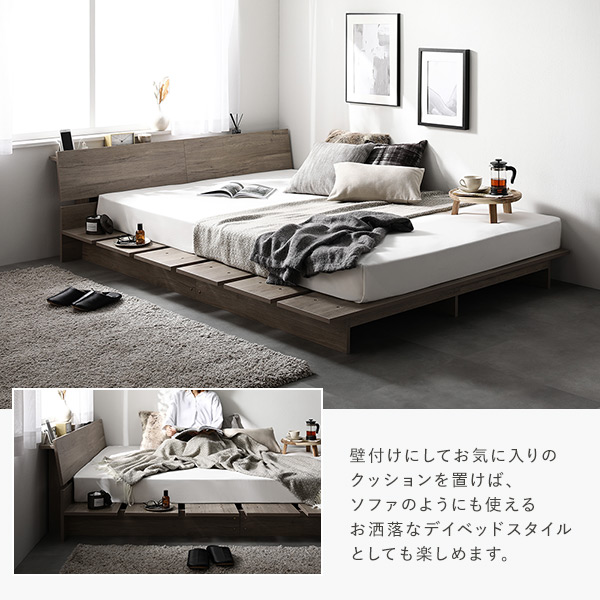 ローベッド 棚付 ステージタイプ セミダブル 幅140cm 3ゾーンポケットコイルマットレス付 ホワイト ステージベッド 【北海道・沖縄・離島配送不可】_9