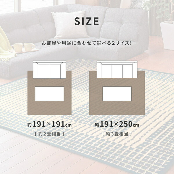 国産い草 ラグマット(裏貼り)/絨毯 〔約191×250cm ベージュ〕 日本製 縁：綿100％ 『右京 うきょう』 〔リビング ダイニング〕 【北海道・沖縄・離島配送不可】_9