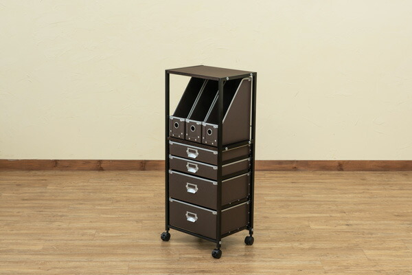 Popan 収納チェスト 5段 ファイルBOX ブラウン （BR） 【北海道・沖縄