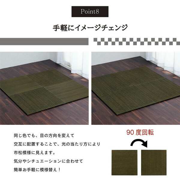 い草 置き畳/ユニット畳 〔約70×70×1.5cm ネイビー 6枚組〕 無地調