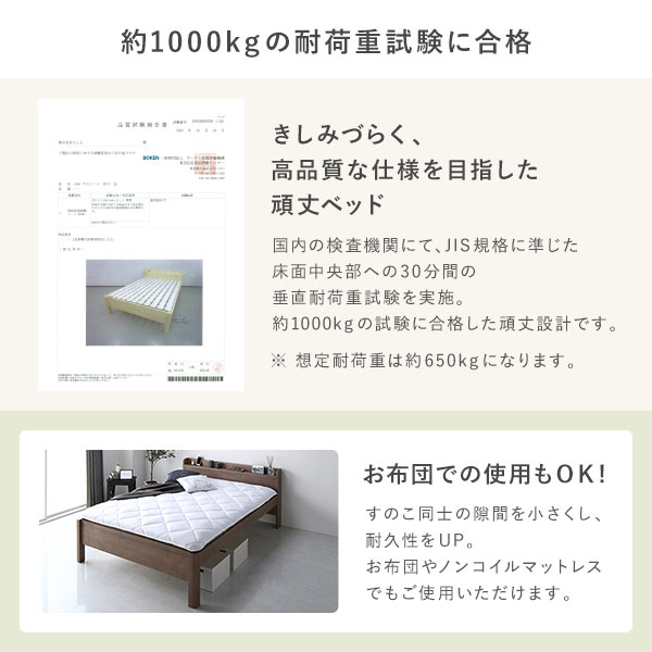 ベッド ワイドキング 200 S＋S 3ゾーンポケットコイルマットレス付 ホワイト 連結 頑丈 すのこ 宮付 高さ調整 木製 【北海道・沖縄・離島配送不可】_6