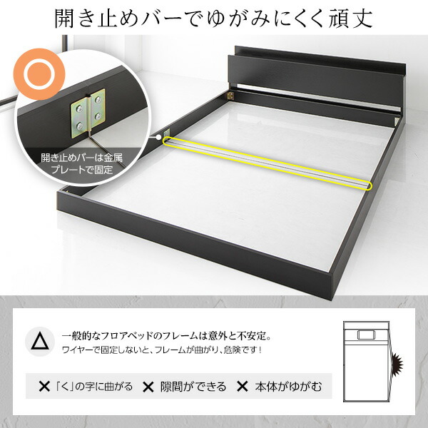 ベッド セミダブル 国産ポケットコイルマットレス付 ハード ホワイト 低床 すのこ コンセント 宮付 ローベッド 【北海道・沖縄・離島配送不可】_8