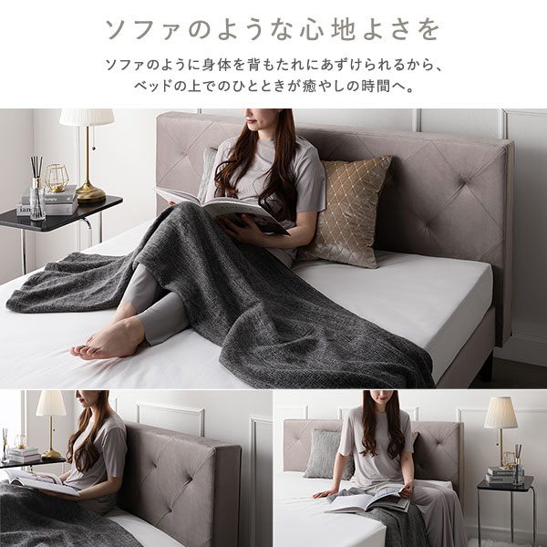 布張り ベッド ダブル 3ゾーンポケットコイルマットレス付き グレー 脚付き ファブリックベッド すのこベッド 【北海道・沖縄・離島配送不可】_7