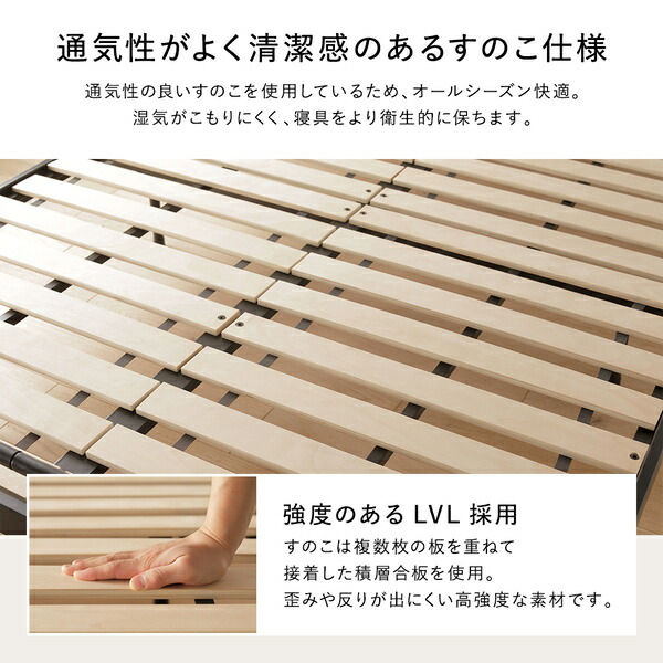 パイプベッド ダブル 国産ポケットコイルマットレス付 ハード ブラック スチール ヘッドボード インダストリアル ベッド 【北海道・沖縄・離島配送不可】_8